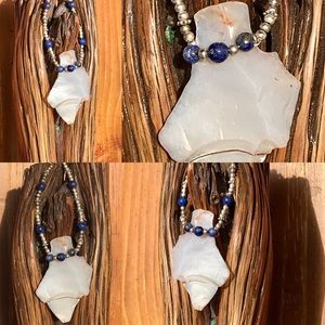 Artisan Chert Pendant with Silver and Lapis